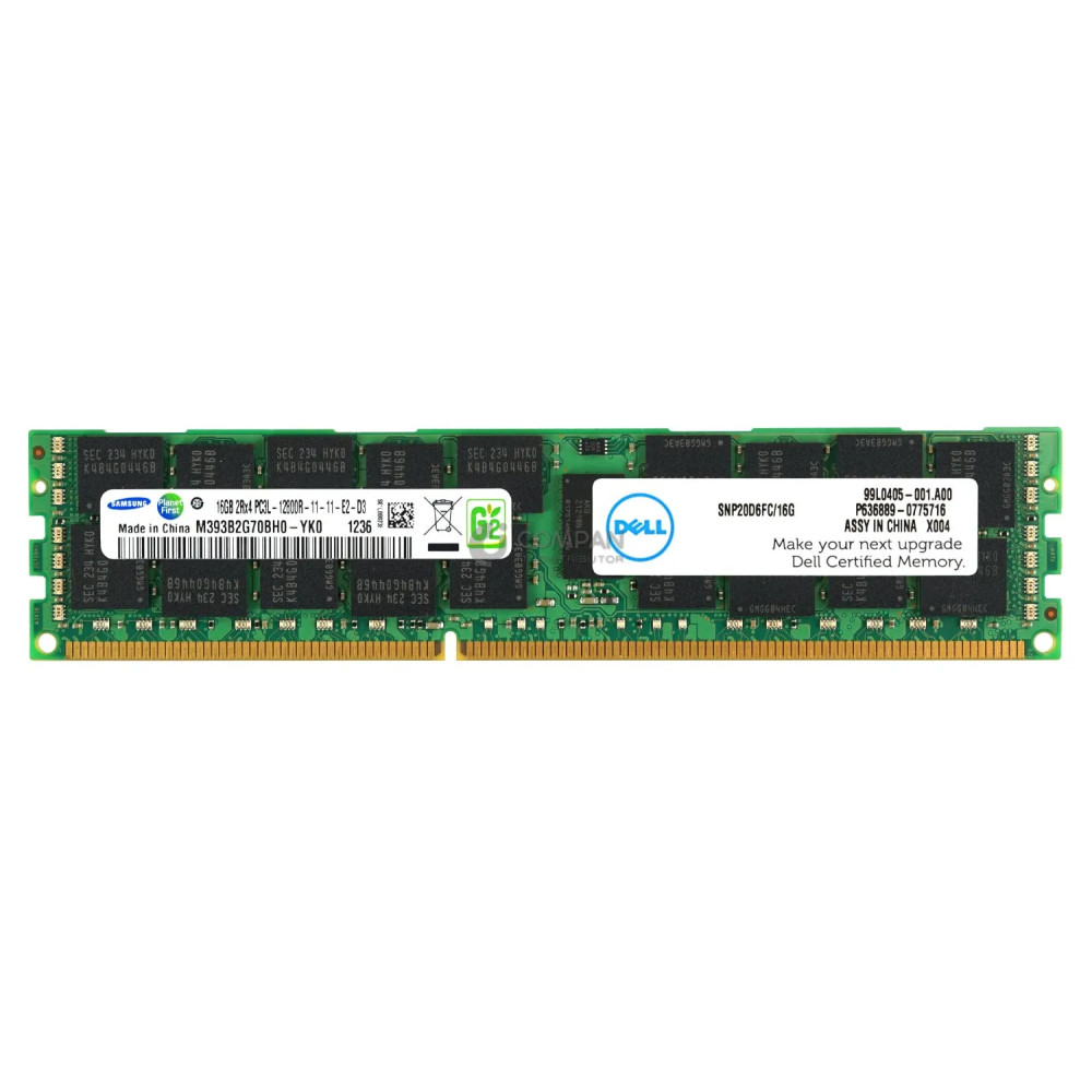 SNP20D6FC-16G DELL DDR3 16GB 2RX4 PC3L-12800 1600MHZ RDIMM CL11
